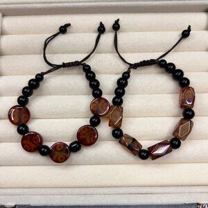 Agate & Black Onyx Adjustable Cord Bracelets
